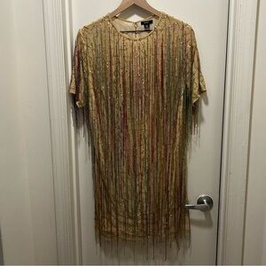 Nasty Gal Tassel Beaded Mini Shift Dress